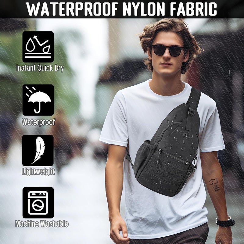 Deyace Mens Sling Bag, Water-Resistant Large Shoulder Bag Small Single Strap Backpack Cross body Bag for Men - Image 2